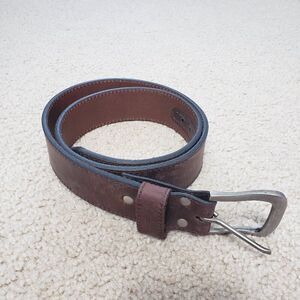 Unbranded Distressed Brown Leather Belt Mens Size 36 Silver Buckle Casual NEW